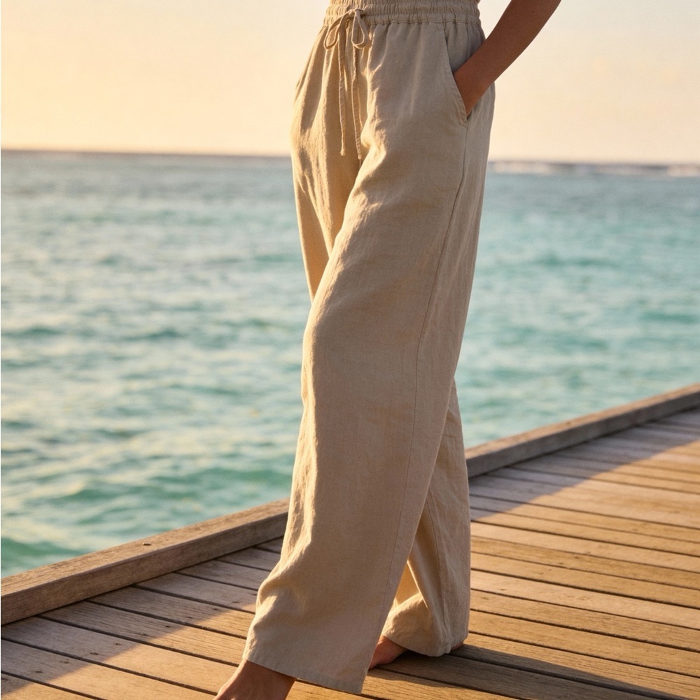 Elegant Khaki Wide-Leg Trousers